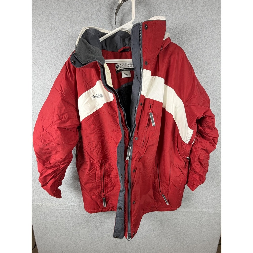 Columbia Jacket Womens 2X Red Hooded Insulated Ski Parka Full Zip Pockets Coat